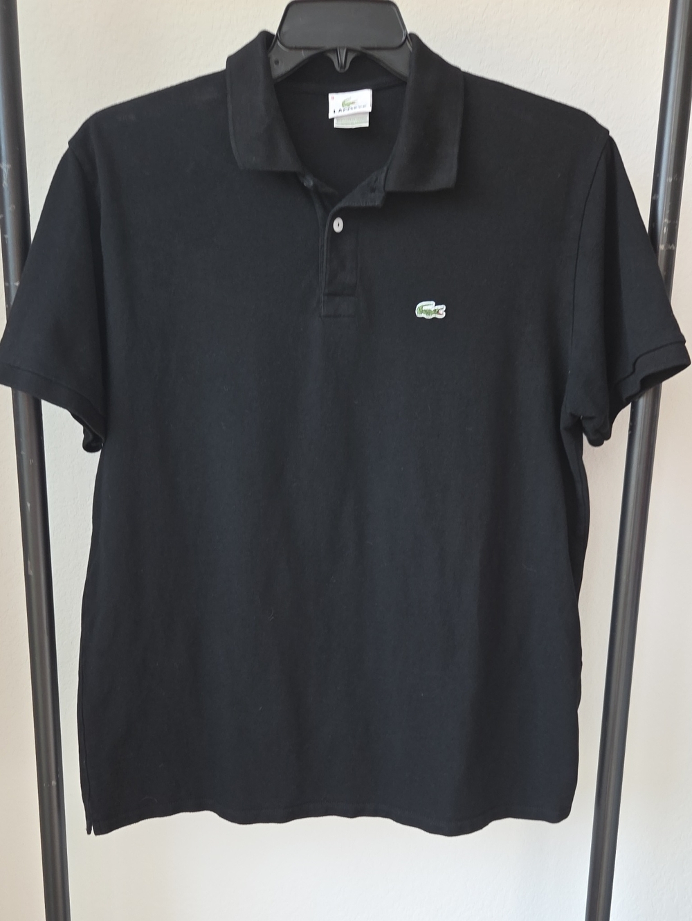 Mens Lacoste Black Polo Short Sleeve Shirt  Crocodile Logo Prep Classic Basic